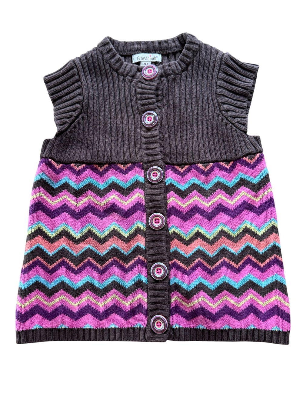 Savannah Youth 4T Knit Vest Sweater Sleeveless Buttons Winter Cotton Casual